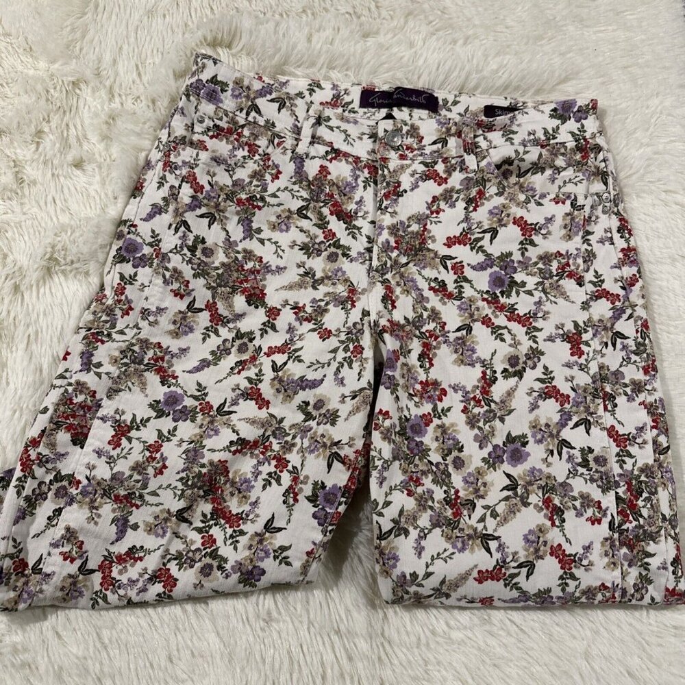 Gloria Vanderbilt Skimmer jeans 10 floral stretch timeless class